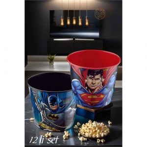 İndirimvar 12 ADET Superman Batman Patlamış Mısır Popcorn Kovası